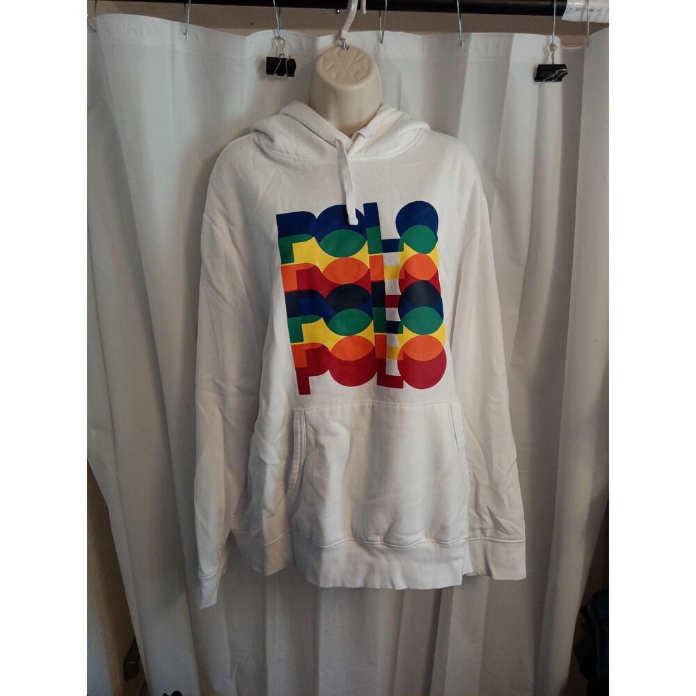 Polo Ralph Lauren White Hoodie with Colorful Circles Logo XLTG